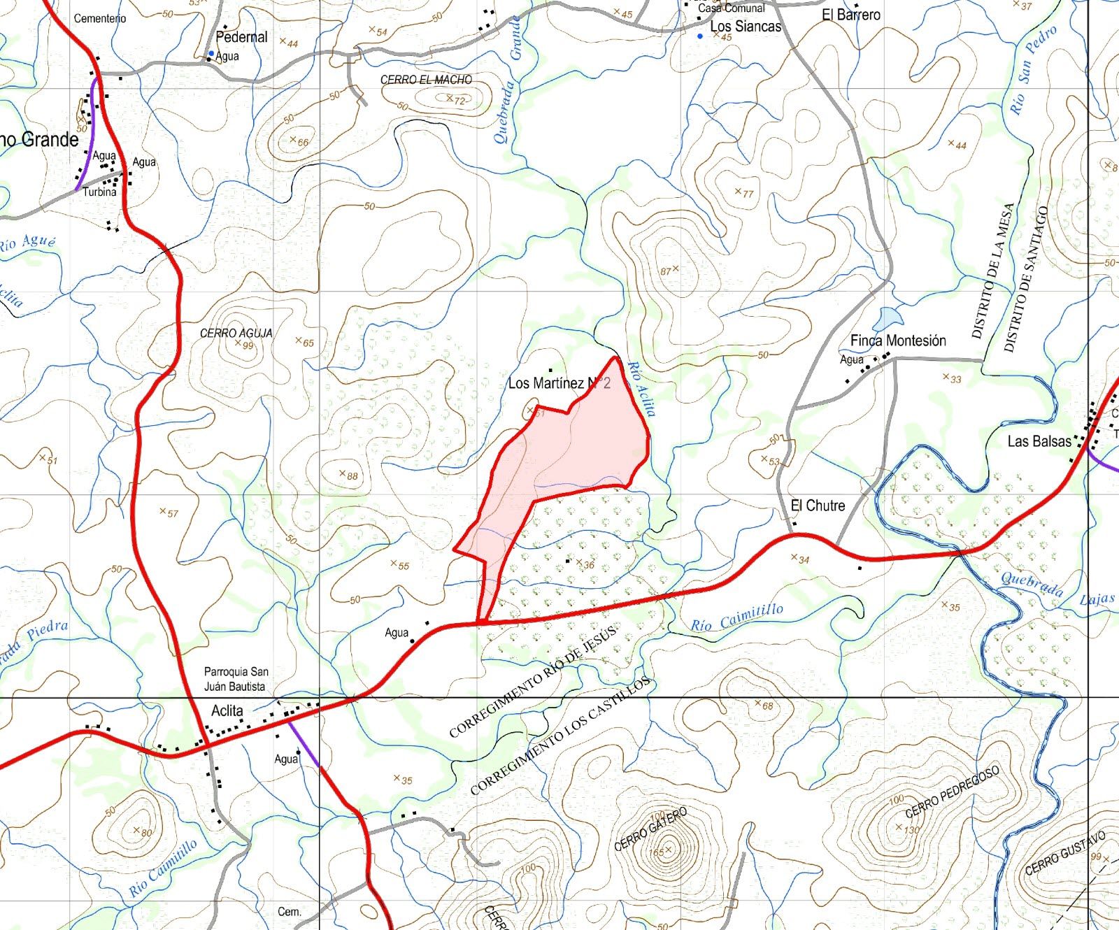 Finca Aclita IV – mapa topográfico